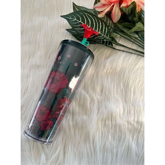 Starbucks Poinsettia Cold Cup with Silicone Top - Picture 1 of 5